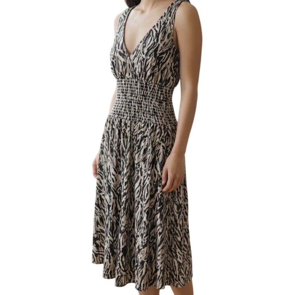 EXPRESS Elasticized Waist Mesh Lined‎ Animal  Print Dress  NWOT Size S